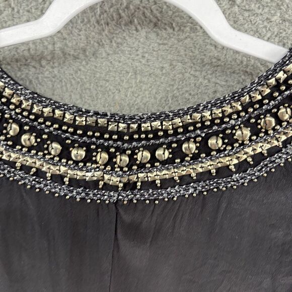 Calypso St. Barth Black 100% Silk Embellished Tunic Dress Top XS Boho Luxe - Picture 9 of 11